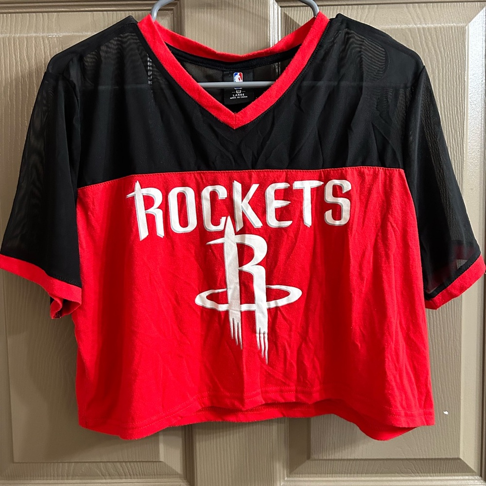 NBA Rockets Red and Black Mesh Top